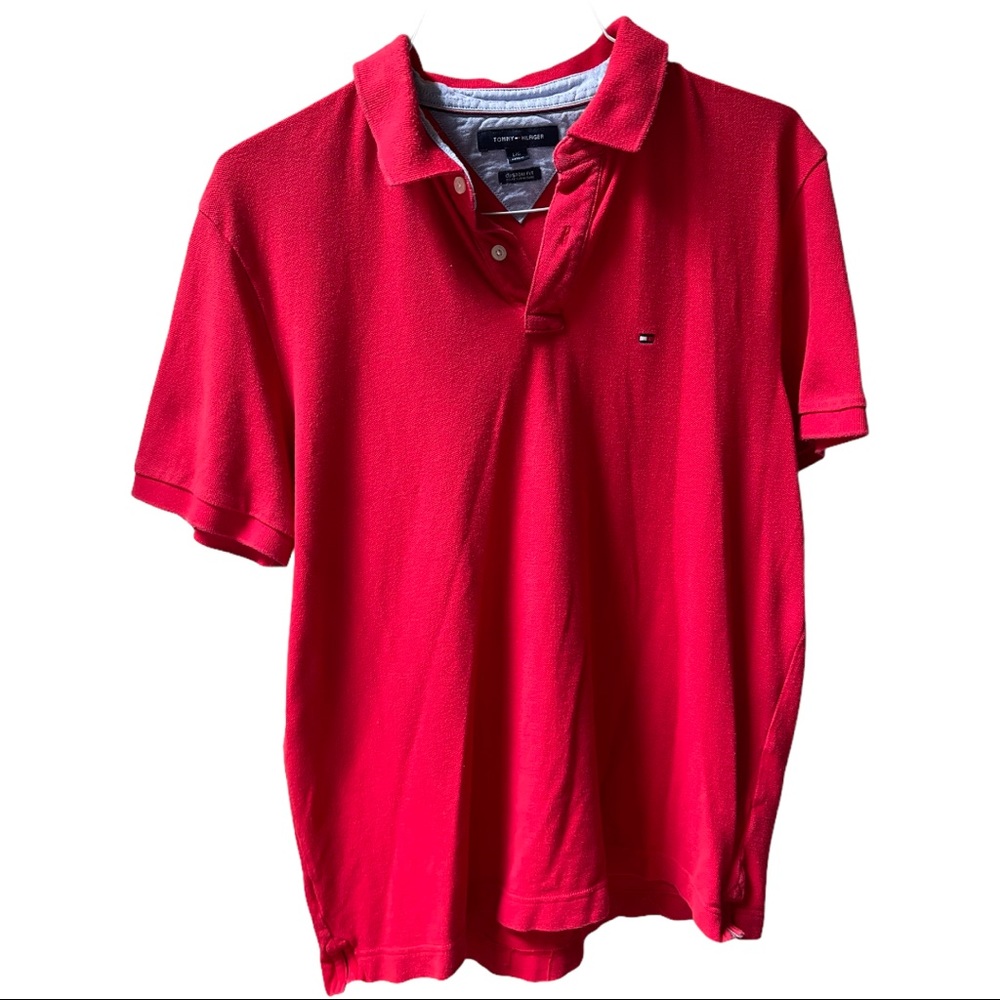 Tommy Hilfiger Men’s Polo Shirt Red Large custom fit